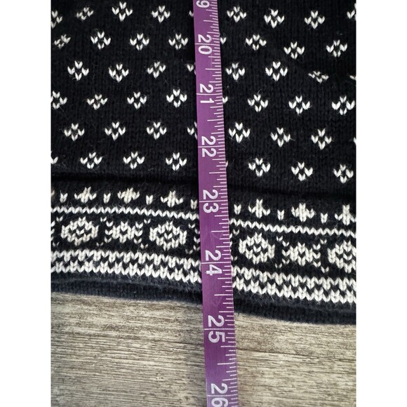 L.L.Bean Women’s Black Cotton Nordic 1/4 Zip Sweater M Fair Isle Knit - Picture 14 of 14